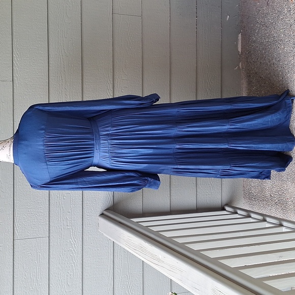 Banana Republic Blue Tiered Long Sleeve Maxi Dress Size Medium - Picture 7 of 16